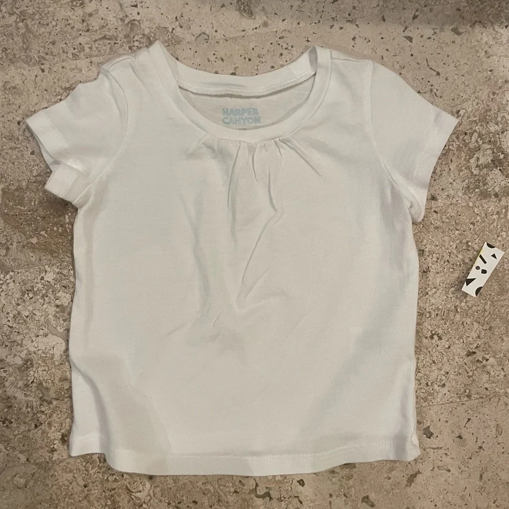 💕 3 for $15 NWT Harper Canyon Baby Girl’s White Cotton T-Shirt